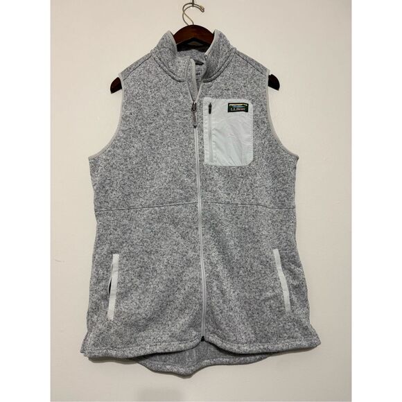 L.L. Bean Sweater Fleece Vest Womens XL Reg Gray Long Full Zip Outdoor Pocket - Picture 1 of 9